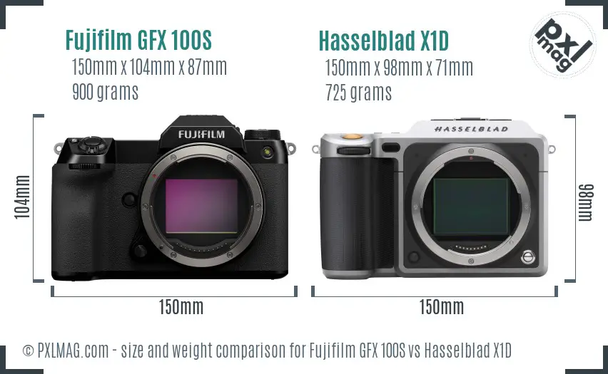Fujifilm GFX 100S vs Hasselblad X1D size comparison
