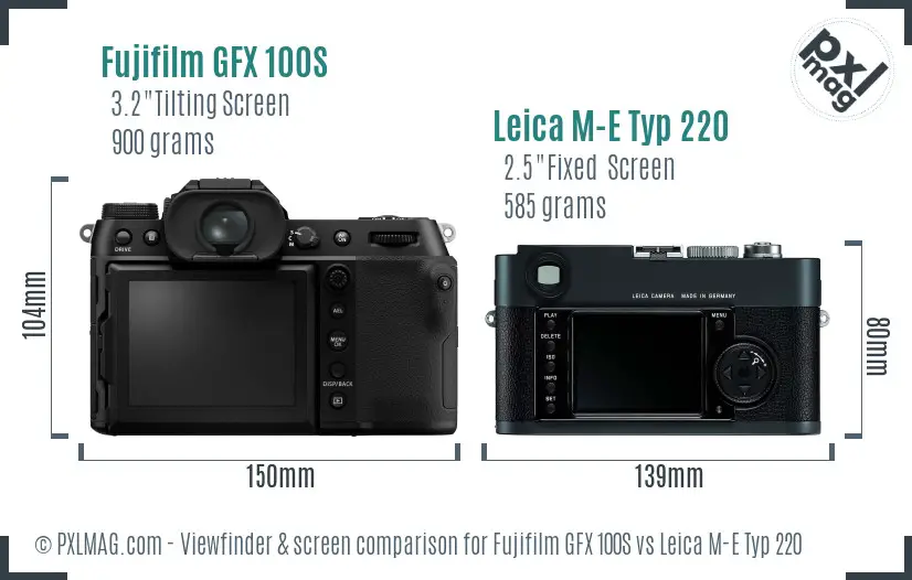 Fujifilm GFX 100S vs Leica M-E Typ 220 Screen and Viewfinder comparison