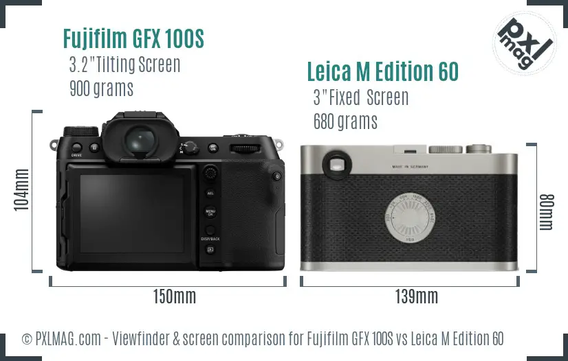 Fujifilm GFX 100S vs Leica M Edition 60 Screen and Viewfinder comparison