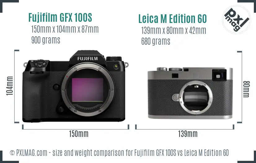 Fujifilm GFX 100S vs Leica M Edition 60 size comparison