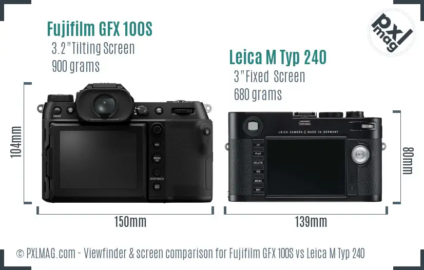 Fujifilm GFX 100S vs Leica M Typ 240 Screen and Viewfinder comparison