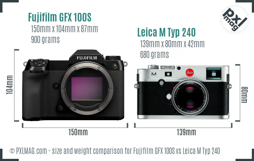 Fujifilm GFX 100S vs Leica M Typ 240 size comparison