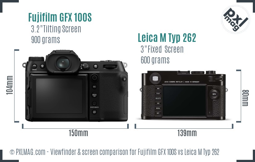 Fujifilm GFX 100S vs Leica M Typ 262 Screen and Viewfinder comparison