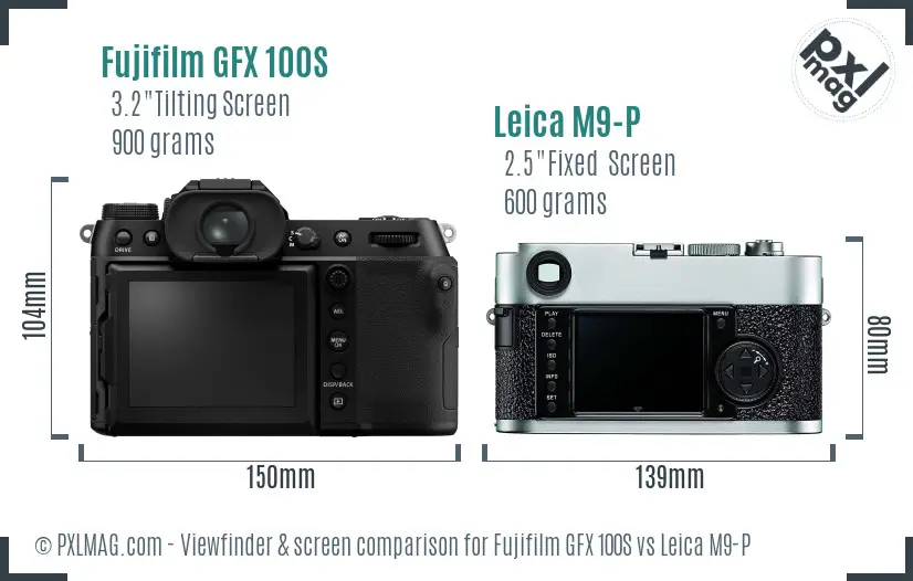 Fujifilm GFX 100S vs Leica M9-P Screen and Viewfinder comparison
