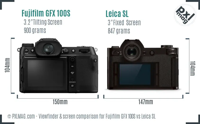 Fujifilm GFX 100S vs Leica SL Screen and Viewfinder comparison