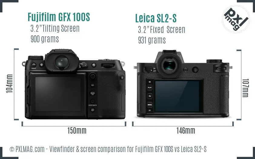 Fujifilm GFX 100S vs Leica SL2-S Screen and Viewfinder comparison