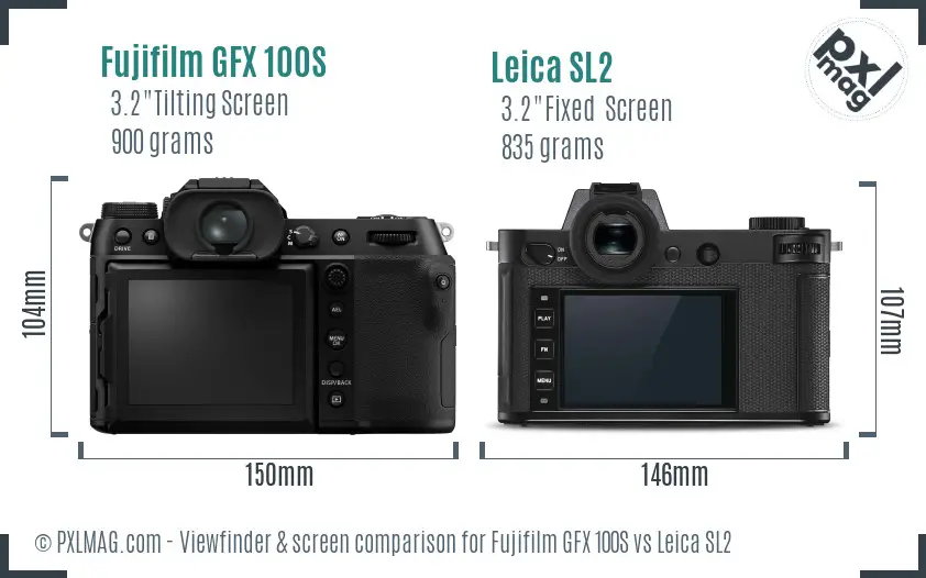 Fujifilm GFX 100S vs Leica SL2 Screen and Viewfinder comparison