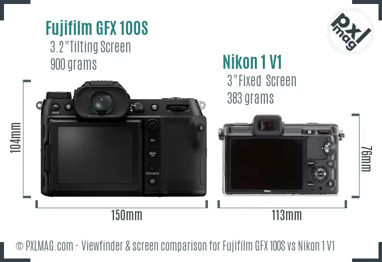 Fujifilm GFX 100S vs Nikon 1 V1 Screen and Viewfinder comparison