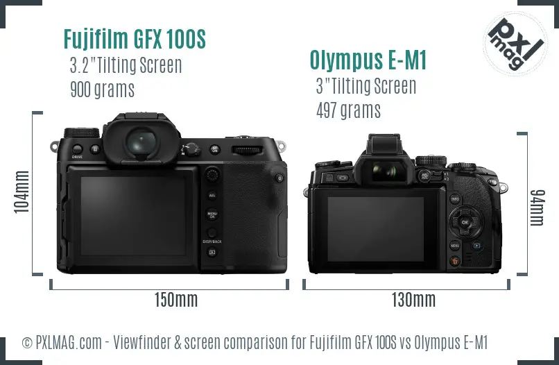 Fujifilm GFX 100S vs Olympus E-M1 Screen and Viewfinder comparison