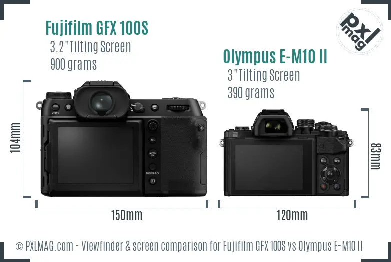 Fujifilm GFX 100S vs Olympus E-M10 II Screen and Viewfinder comparison