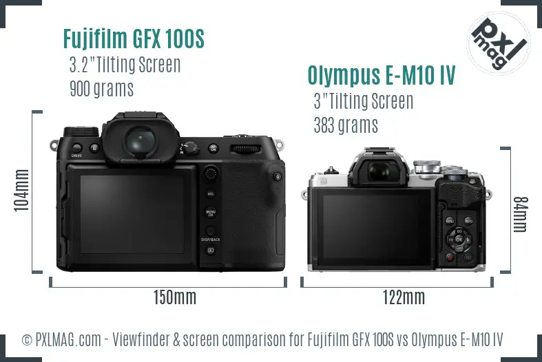 Fujifilm GFX 100S vs Olympus E-M10 IV Screen and Viewfinder comparison