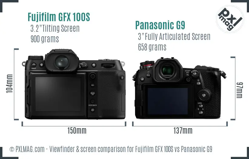 Fujifilm GFX 100S vs Panasonic G9 Screen and Viewfinder comparison