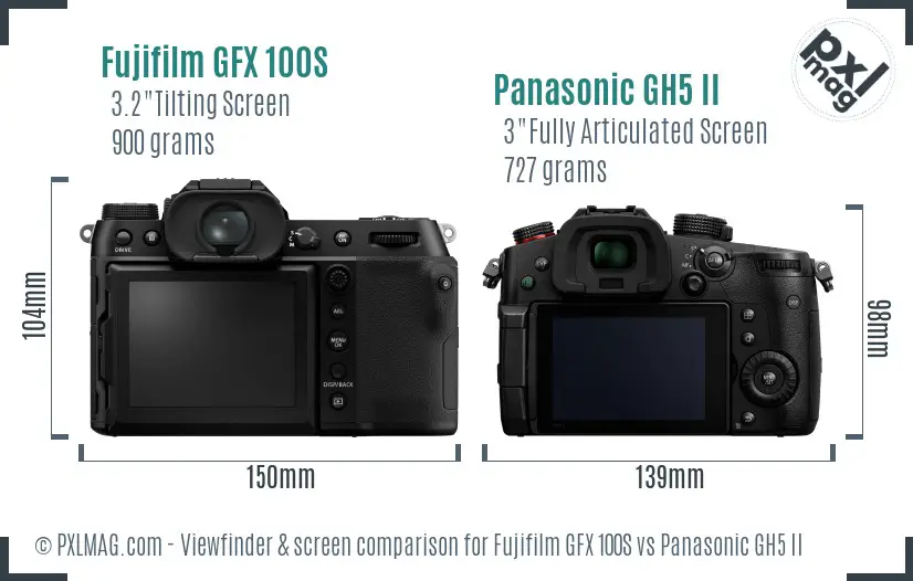 Fujifilm GFX 100S vs Panasonic GH5 II Screen and Viewfinder comparison