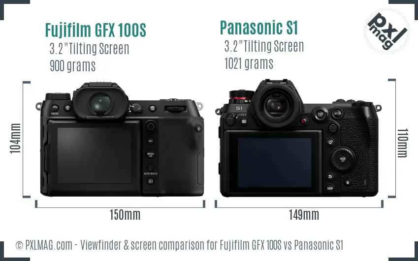 Fujifilm GFX 100S vs Panasonic S1 Screen and Viewfinder comparison