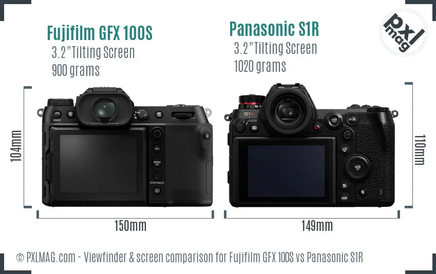Fujifilm GFX 100S vs Panasonic S1R Screen and Viewfinder comparison