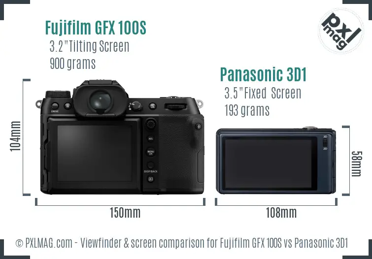 Fujifilm GFX 100S vs Panasonic 3D1 Screen and Viewfinder comparison
