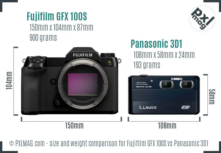 Fujifilm GFX 100S vs Panasonic 3D1 size comparison