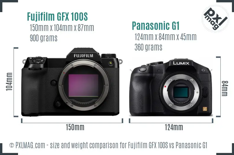 Fujifilm GFX 100S vs Panasonic G1 size comparison