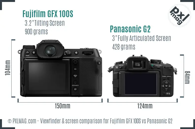 Fujifilm GFX 100S vs Panasonic G2 Screen and Viewfinder comparison