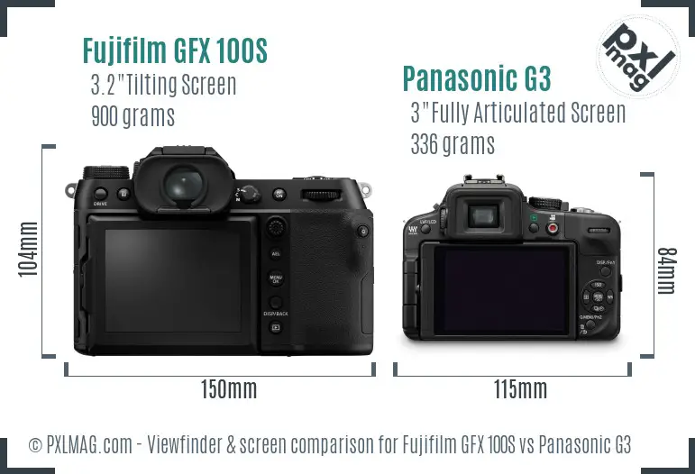 Fujifilm GFX 100S vs Panasonic G3 Screen and Viewfinder comparison
