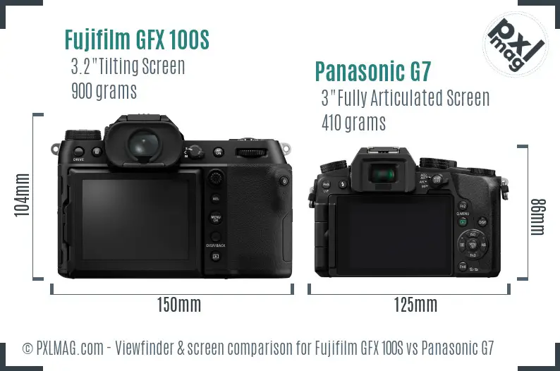 Fujifilm GFX 100S vs Panasonic G7 Screen and Viewfinder comparison