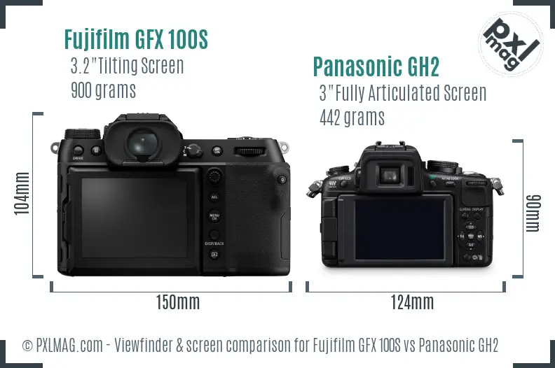 Fujifilm GFX 100S vs Panasonic GH2 Screen and Viewfinder comparison