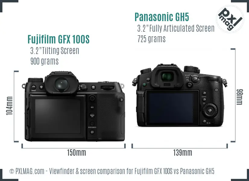 Fujifilm GFX 100S vs Panasonic GH5 Screen and Viewfinder comparison
