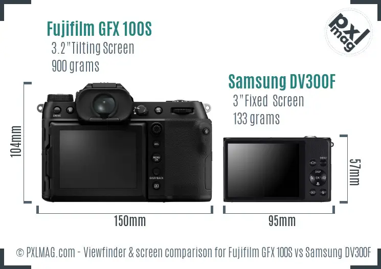 Fujifilm GFX 100S vs Samsung DV300F Screen and Viewfinder comparison