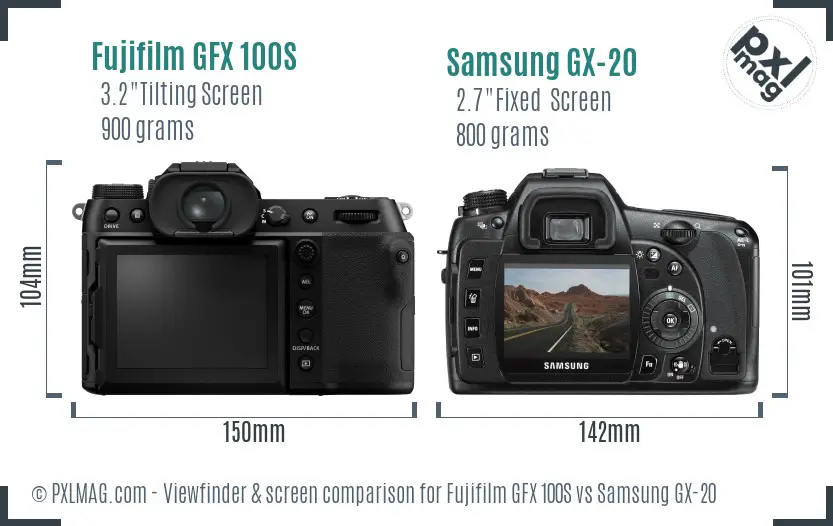 Fujifilm GFX 100S vs Samsung GX-20 Screen and Viewfinder comparison