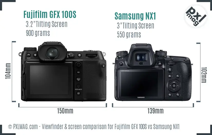 Fujifilm GFX 100S vs Samsung NX1 Screen and Viewfinder comparison
