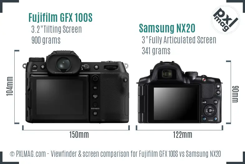 Fujifilm GFX 100S vs Samsung NX20 Screen and Viewfinder comparison