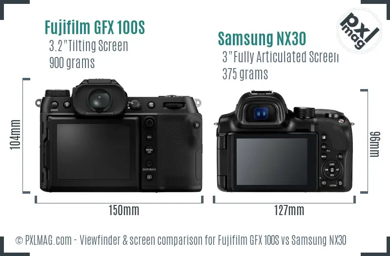 Fujifilm GFX 100S vs Samsung NX30 Screen and Viewfinder comparison