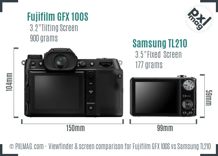 Fujifilm GFX 100S vs Samsung TL210 Screen and Viewfinder comparison