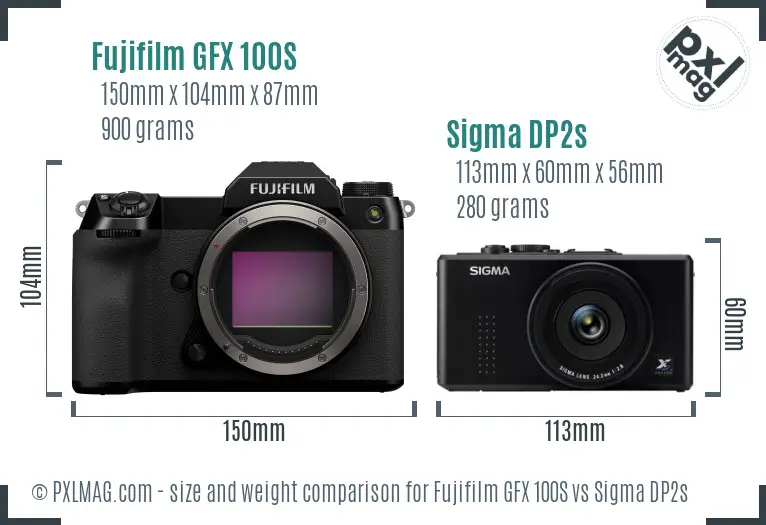 Fujifilm GFX 100S vs Sigma DP2s size comparison