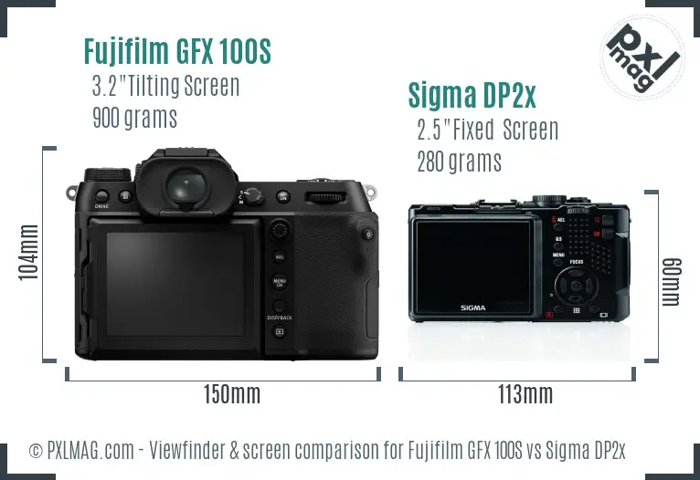 Fujifilm GFX 100S vs Sigma DP2x Screen and Viewfinder comparison