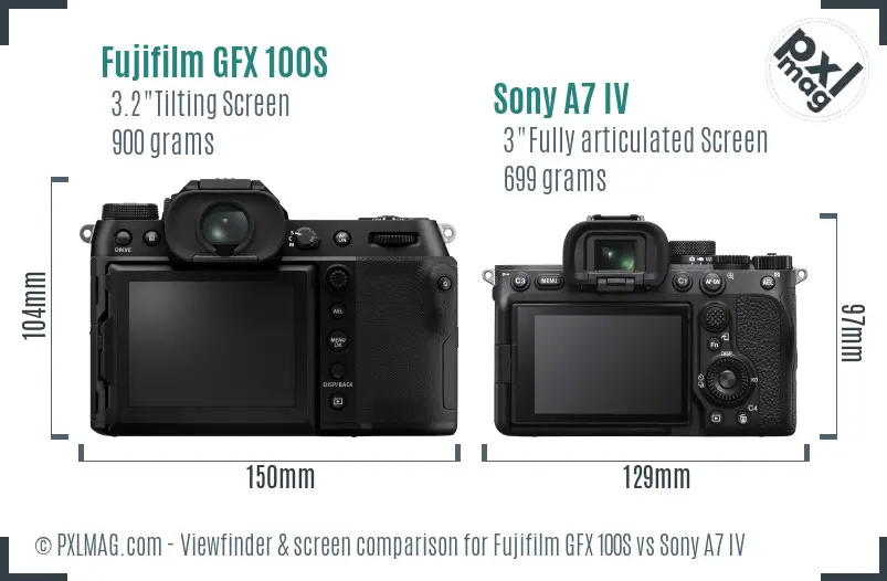 Fujifilm GFX 100S vs Sony A7 IV Screen and Viewfinder comparison