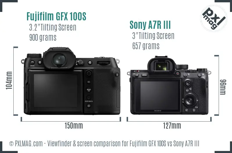 Fujifilm GFX 100S vs Sony A7R III Screen and Viewfinder comparison