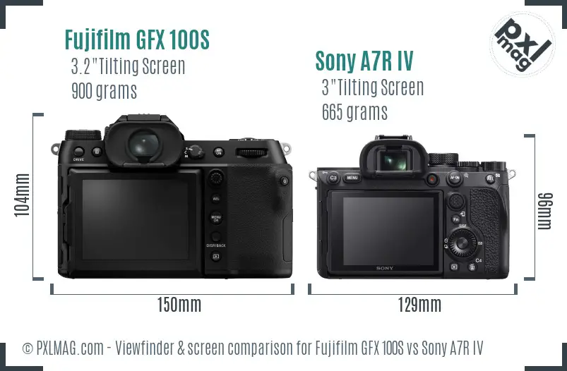 Fujifilm GFX 100S vs Sony A7R IV Screen and Viewfinder comparison