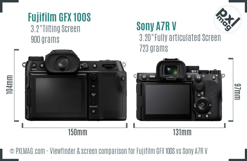 Fujifilm GFX 100S vs Sony A7R V Screen and Viewfinder comparison