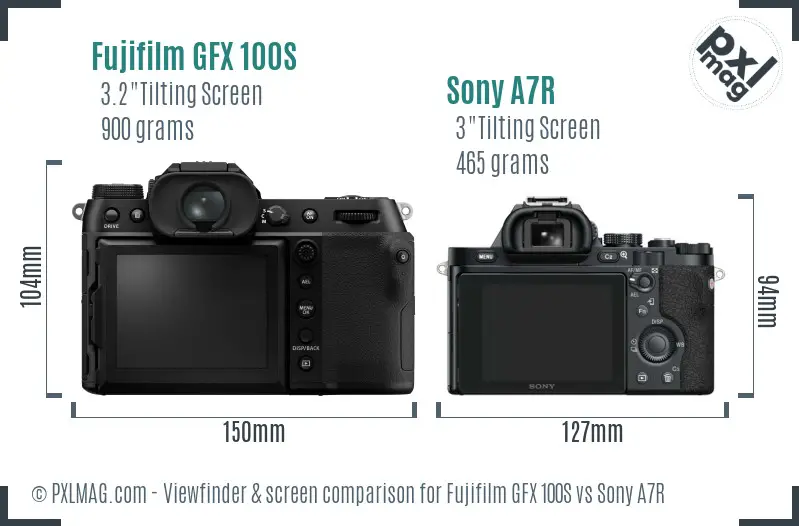 Fujifilm GFX 100S vs Sony A7R Screen and Viewfinder comparison