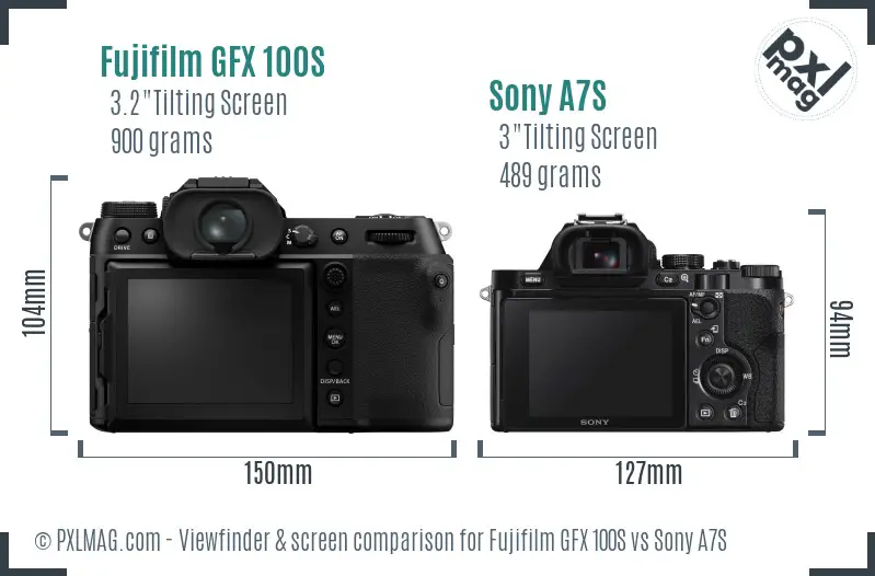 Fujifilm GFX 100S vs Sony A7S Screen and Viewfinder comparison