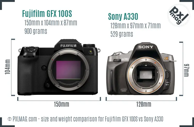 Fujifilm GFX 100S vs Sony A330 size comparison
