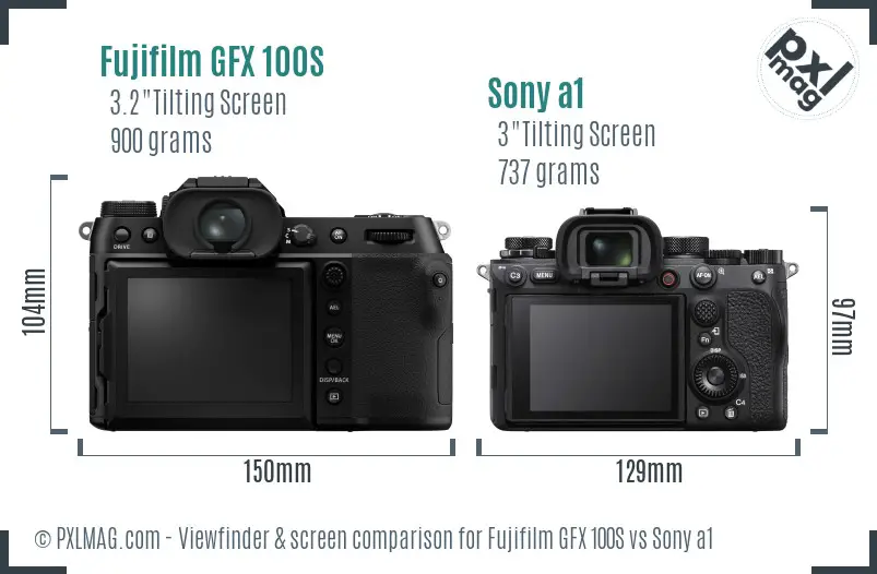 Fujifilm GFX 100S vs Sony a1 Screen and Viewfinder comparison