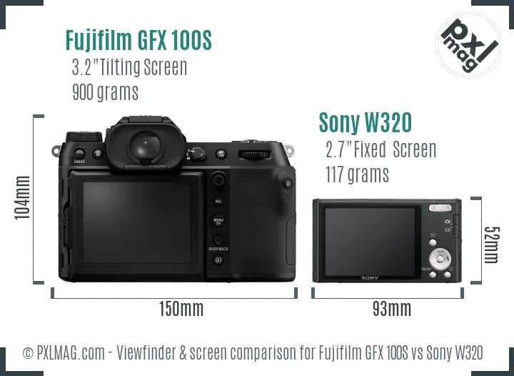 Fujifilm GFX 100S vs Sony W320 Screen and Viewfinder comparison