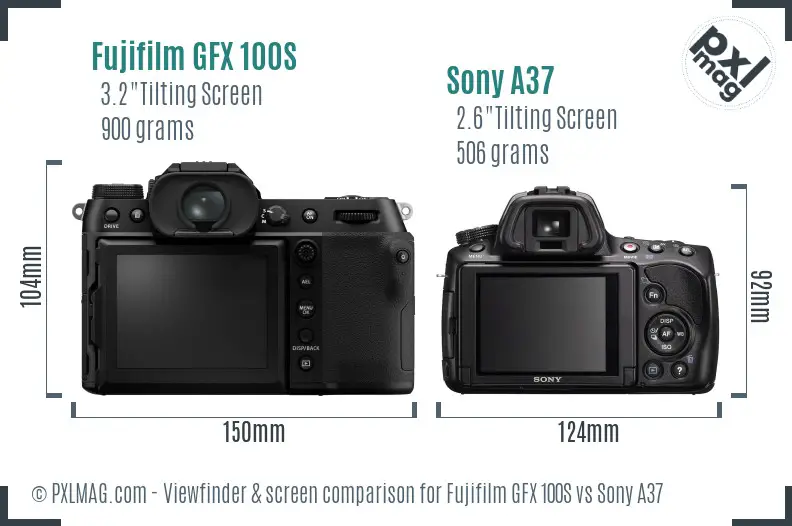Fujifilm GFX 100S vs Sony A37 Screen and Viewfinder comparison