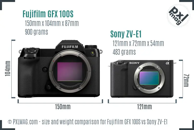 Fujifilm GFX 100S vs Sony ZV-E1 size comparison