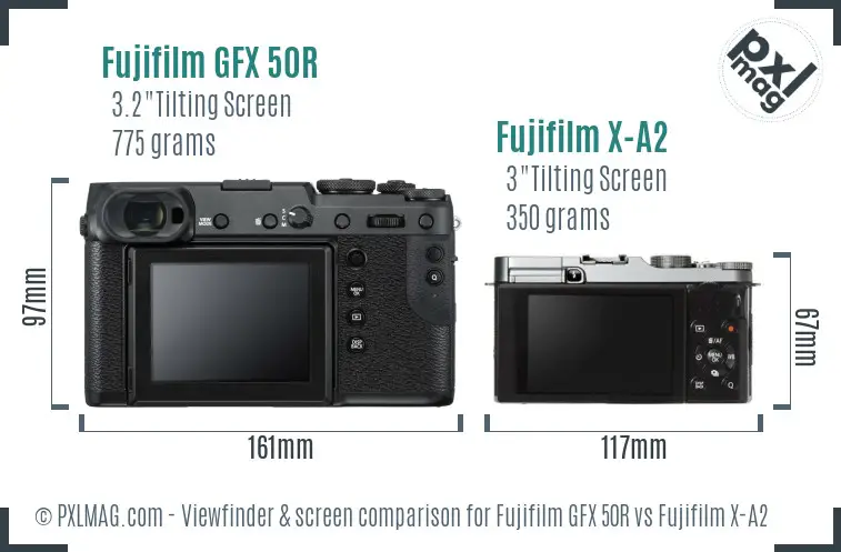 Fujifilm GFX 50R vs Fujifilm X-A2 Screen and Viewfinder comparison Fujifilm GFX 50R vs Fujifilm X-A2 Screen and Viewfinder comparison