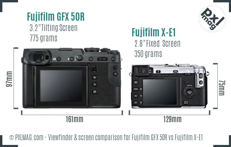 Fujifilm GFX 50R vs Fujifilm X-E1 Screen and Viewfinder comparison Fujifilm GFX 50R vs Fujifilm X-E1 Screen and Viewfinder comparison