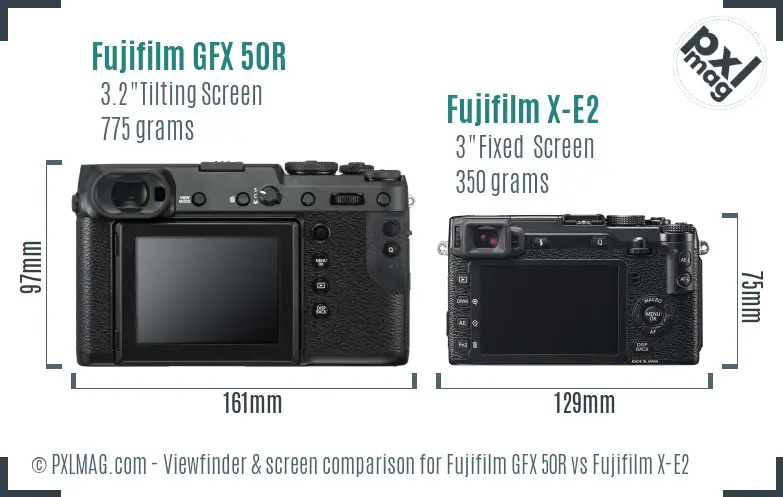 Fujifilm GFX 50R vs Fujifilm X-E2 Screen and Viewfinder comparison