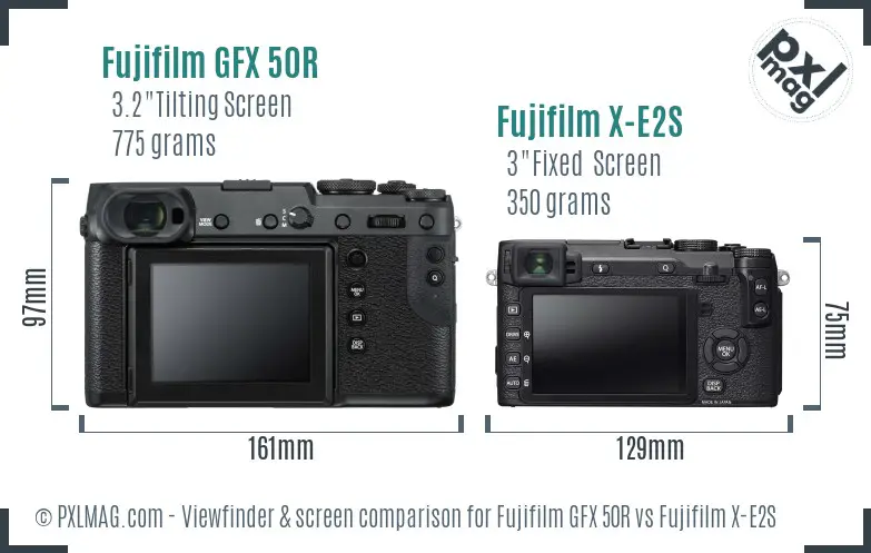 Fujifilm GFX 50R vs Fujifilm X-E2S Screen and Viewfinder comparison